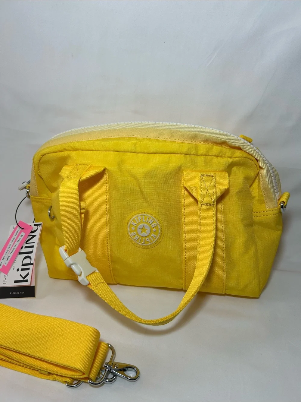 Kipling Bright Yellow Nylon Crossbody Bag with Detachable Strap